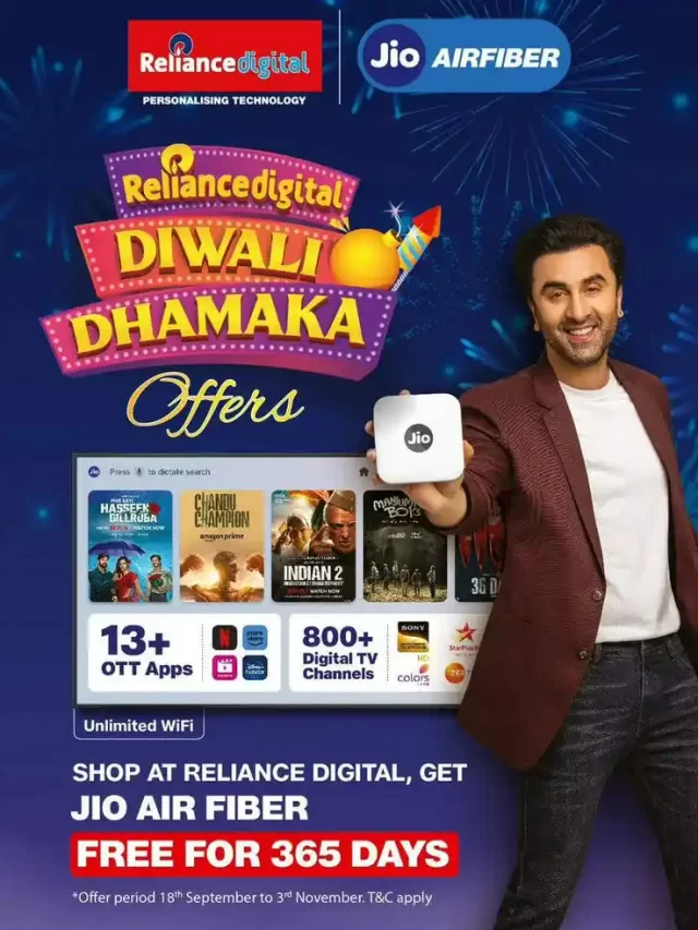 Reliance Jio Diwali Dhamaka Offer: 1 Year of Free JioAirFiber!