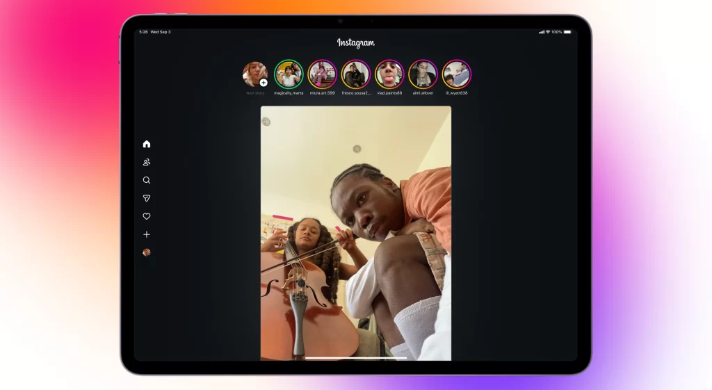 Instagram on iPad full screen app preview showcase
