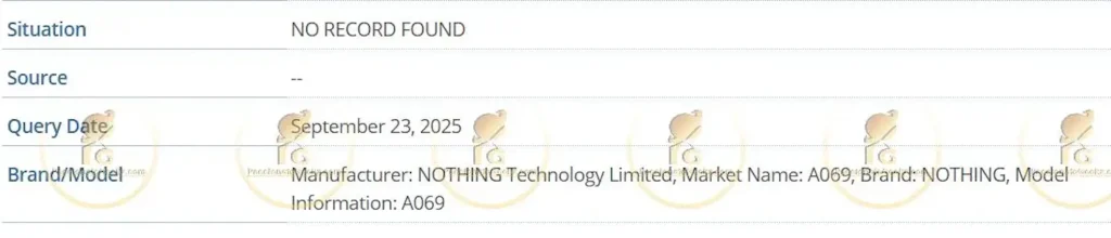 Nothing Phone (4a) IMEI database listing